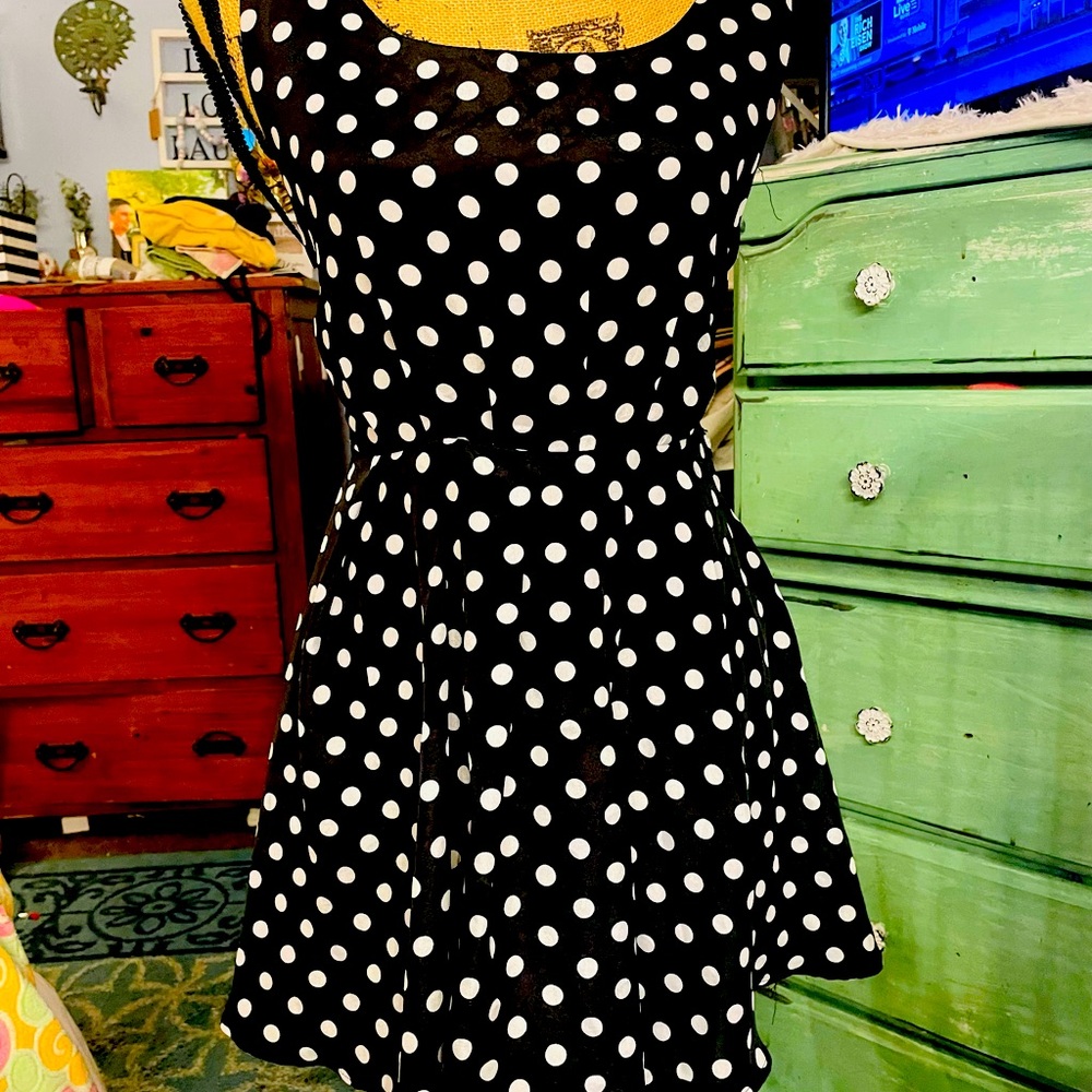 Black poka dot dress